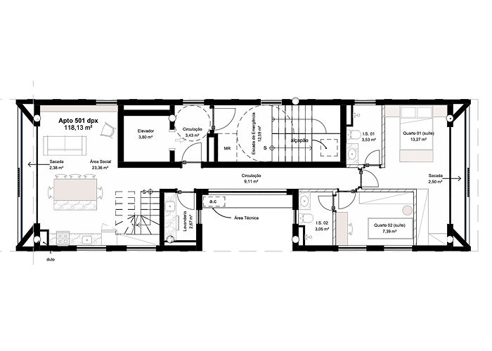 6 pavimento - cobertura duplex 118 e 41 m2 - Jobim
